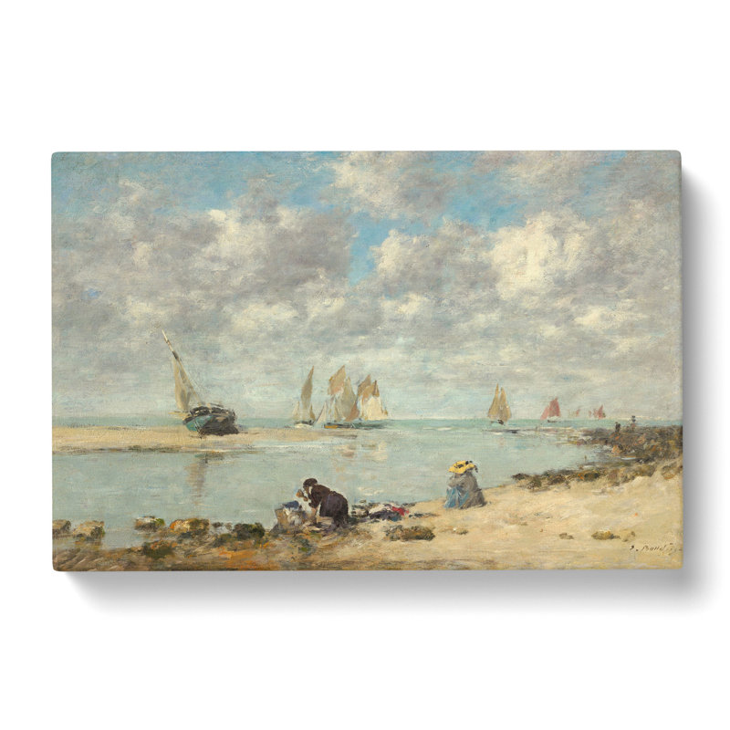 Washerwoman Near Trouville by Eugene Boudin - Wrapped Canvas Painting, 40cm H x 60cm W x 3cm D