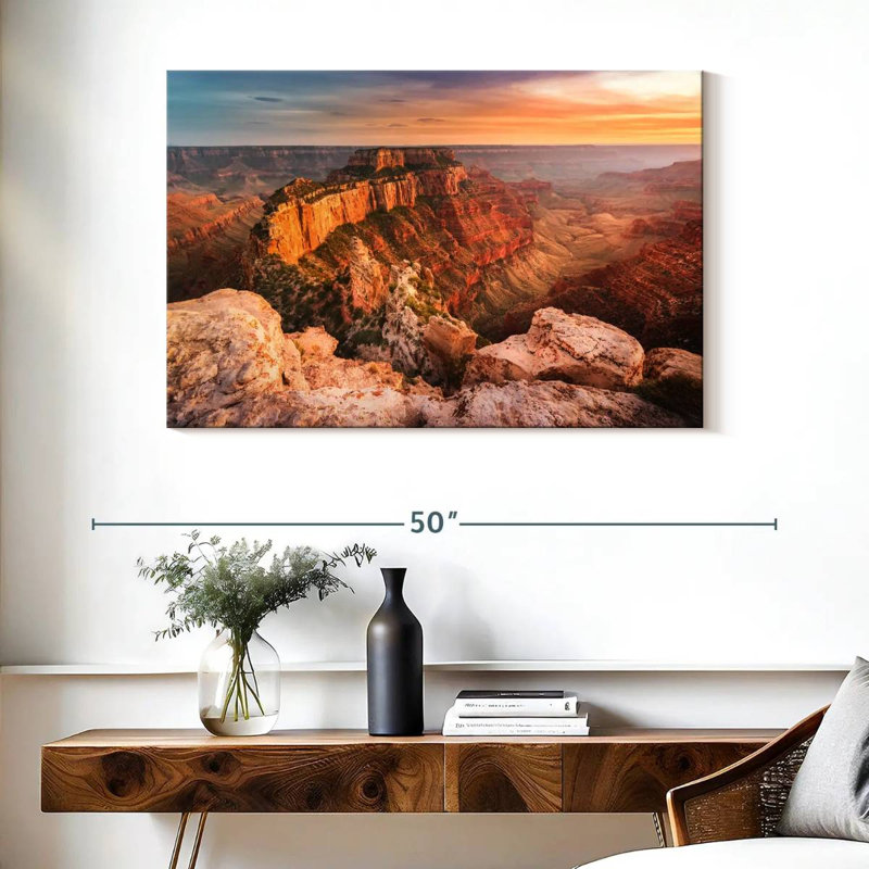Scène de coucher de soleil d'Alvord Grand Canyon, H 26 po x l 39 po