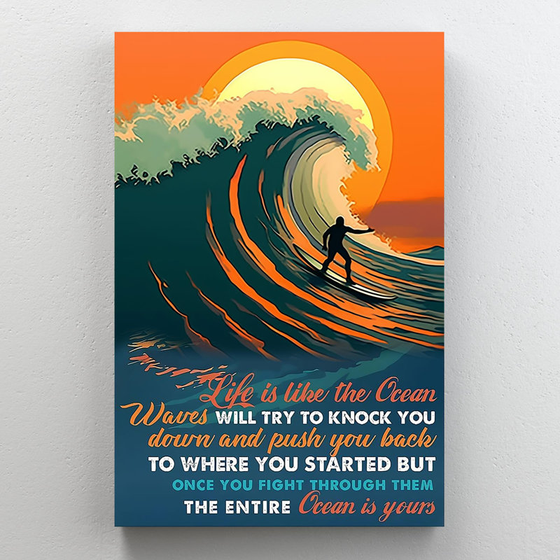 Jackquelyn Jackquelyn Surfing Life Is Like The Ocean, H 36 po x l 24 po x P 1,25 po