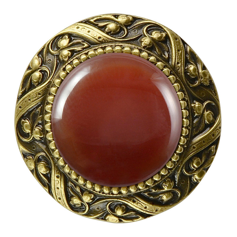Jewel Mushroom Knob, Antique Brass