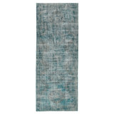 Blue Vintage Flatweave Wool Rug - 4'1" x 12'7"