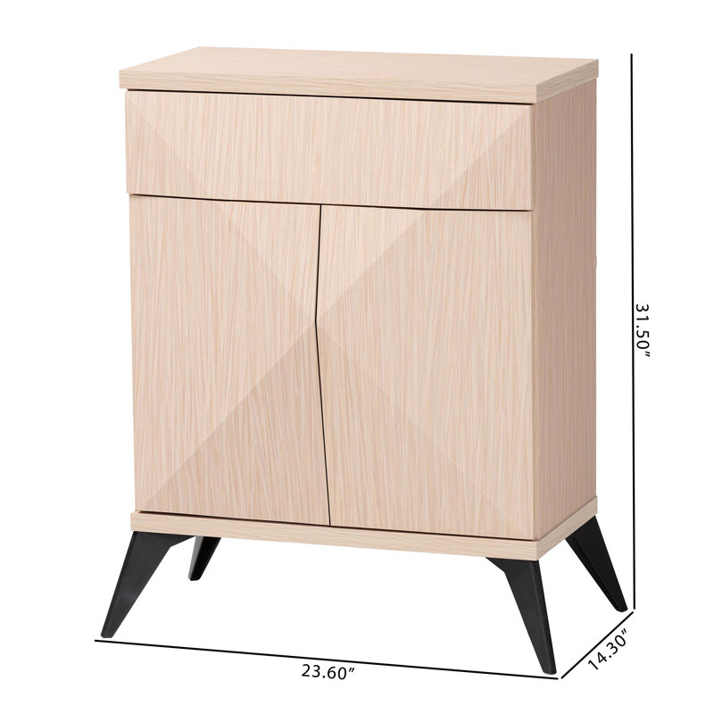 Light Brown and Black Wood 2-Door Mid-Century Sideboard Buffet