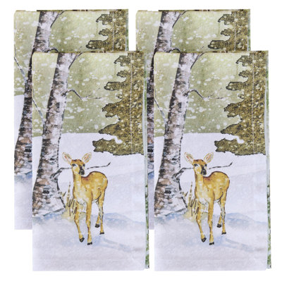  Ensemble de 4 serviettes de table Woodland Winter Green