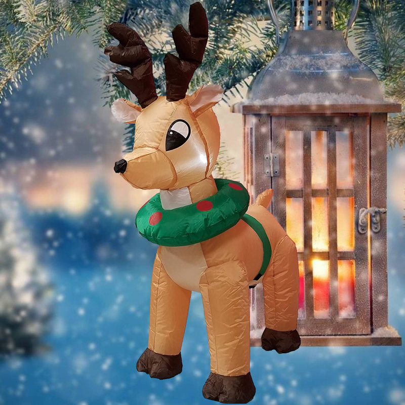 Décoration de jardin gonflable de Noël avec renne gonflable de 4 pieds