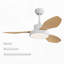 Ventilateur de plafond de 47 pouces avec lumière DEL de 22 W, moteur à courant continu réversible à 6 vitesses et télécommande pour le salon-503073570-503073575