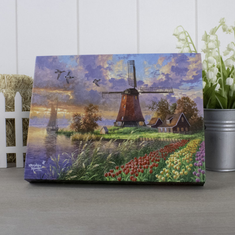 Tulip Farm 8X6 Lighted Tabletop Canvas