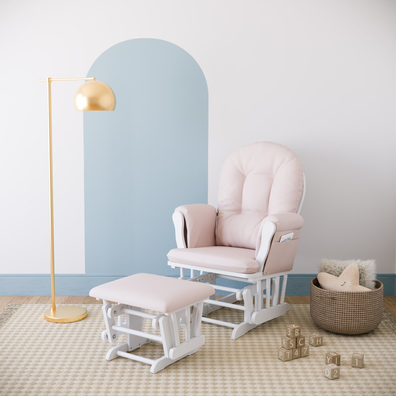 Fauteuil oscillant avec repose-pieds Hoop, Blanc, Rose