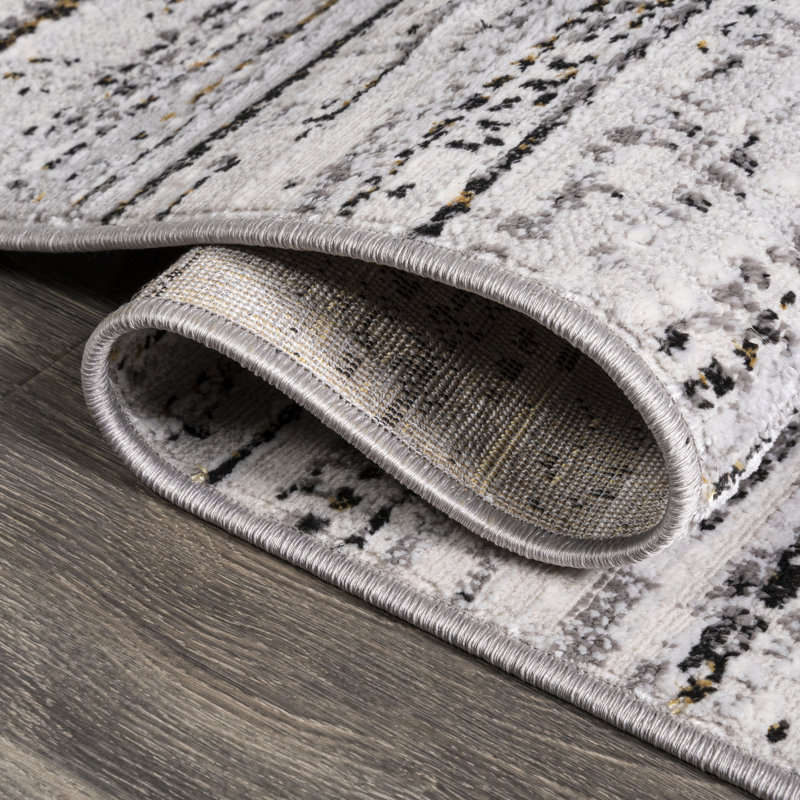 Tapis gris / noir Loom Modern Strie, Rectangle 2 pi 9 po x 5 pi