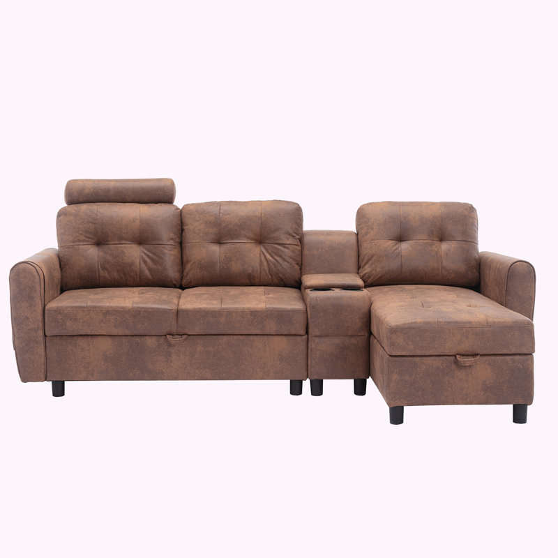 Gevena 88.98" Upholstered Sofa, Coffee Faux Leather