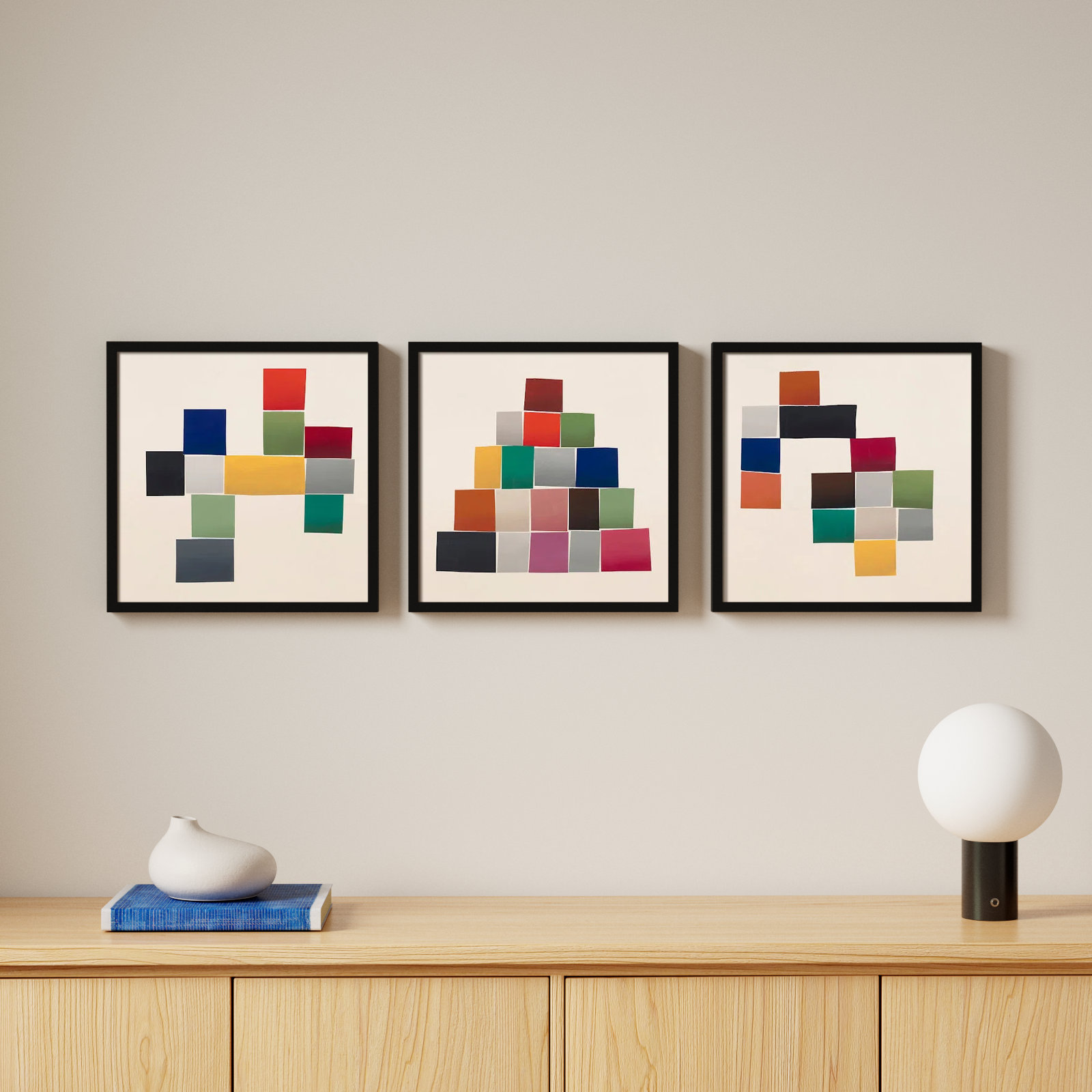 Jewels. Set Of 3 by Lee Lessem, Black Framed, 16" H x 16" W x 1.25" D