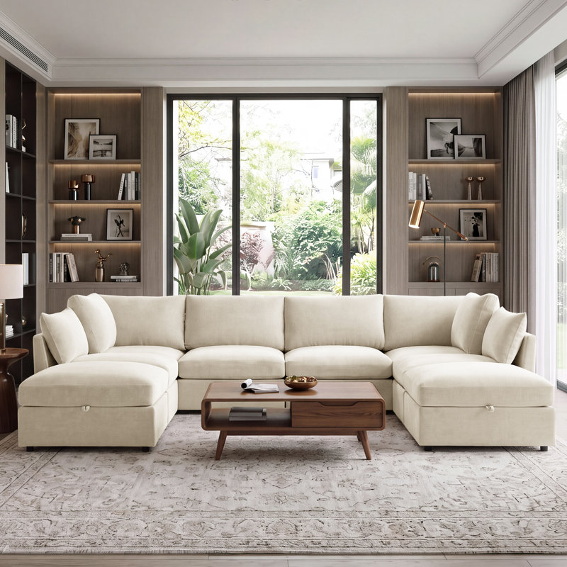  Canapé modulaire en U Sarang, Chenille beige