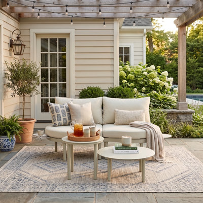 Patio Curved Sofa with Coffee Table