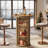 Rustic Brown Round Fluted Bar Table With 3-Tier Hidden Storage