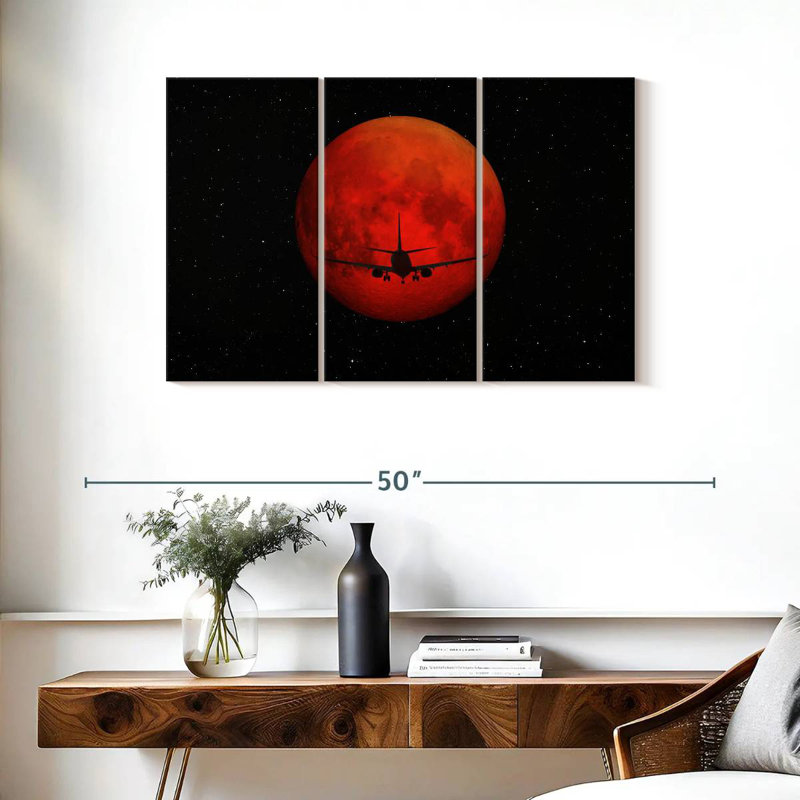 Oberle Red Dark Airplane, 24" H x 38" W