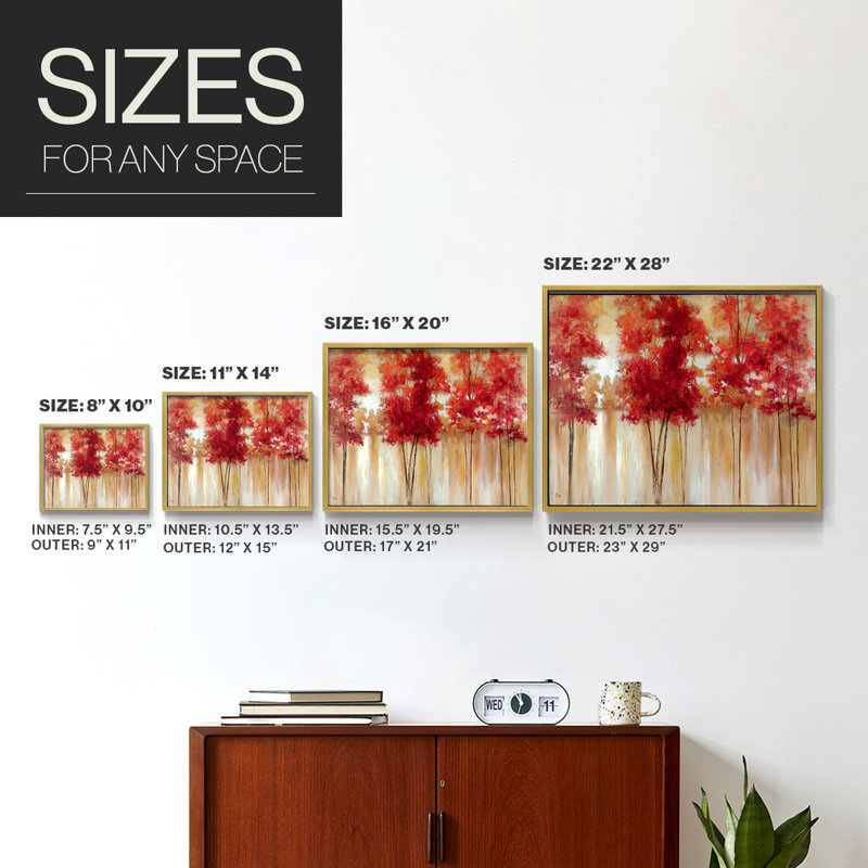 Red Trees -Framed Print - Restickable, 11" H x 14" W