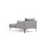 Élégant canapé d'angle avec structure en bois de hêtre et pieds en métal noir, revêtement 100% polyester gris, tissu 100% nettoyable à sec | Dimensions: 100,4 po x 59,1 po x 25,6 po | Comprend 2 coussins, parfaits pour les décors industriels et scandinaves-1487105160-1487105161