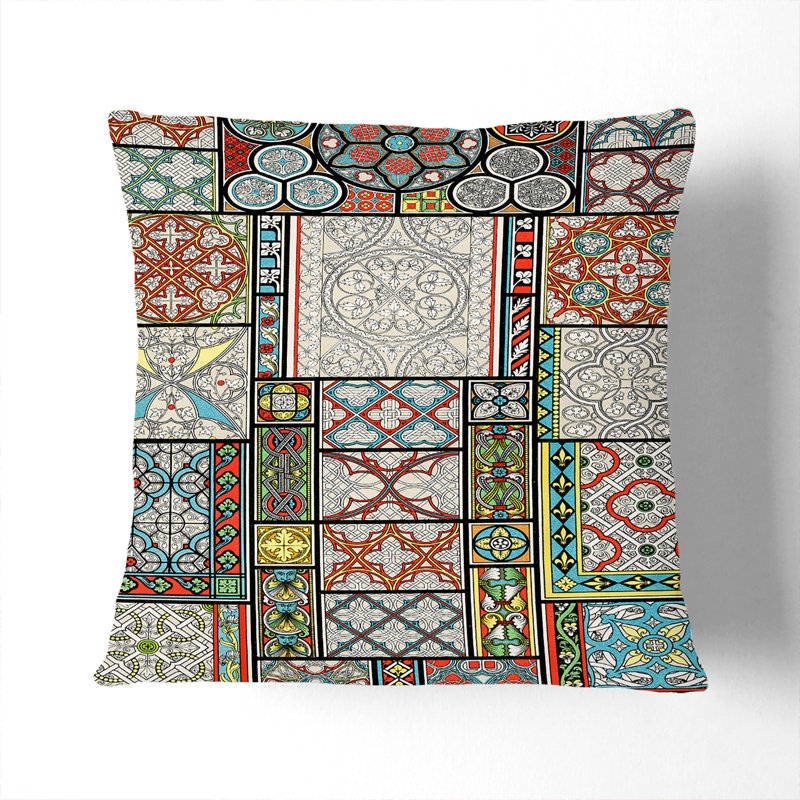 Geometric Square Throw Cushion, White, 40cm H x 40cm W x 15cm D