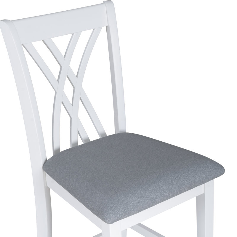Tabourets de comptoir rembourrés Asherton, Polyester gris / cadre blanc