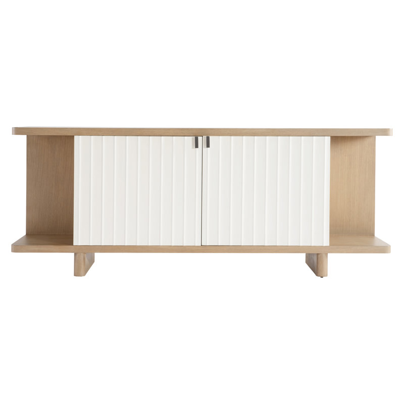 Modulum 82'' White Oak and Faux Stone Sideboard
