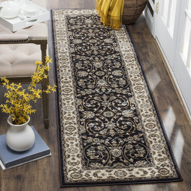 Tapis oriental Klose Performance, Tapis de couloir 2 pi 3 po x 12 pi, Black/Cream