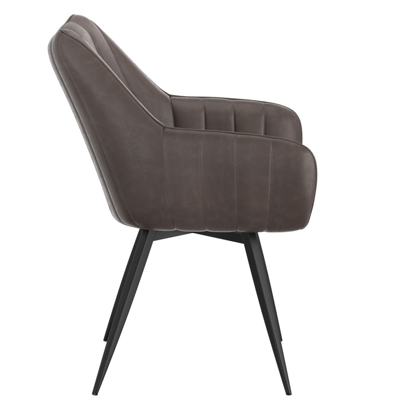 Chaise de salle à manger pivotante Athenea, ensemble de 2, gris anthracite et noir, Gris anthracite