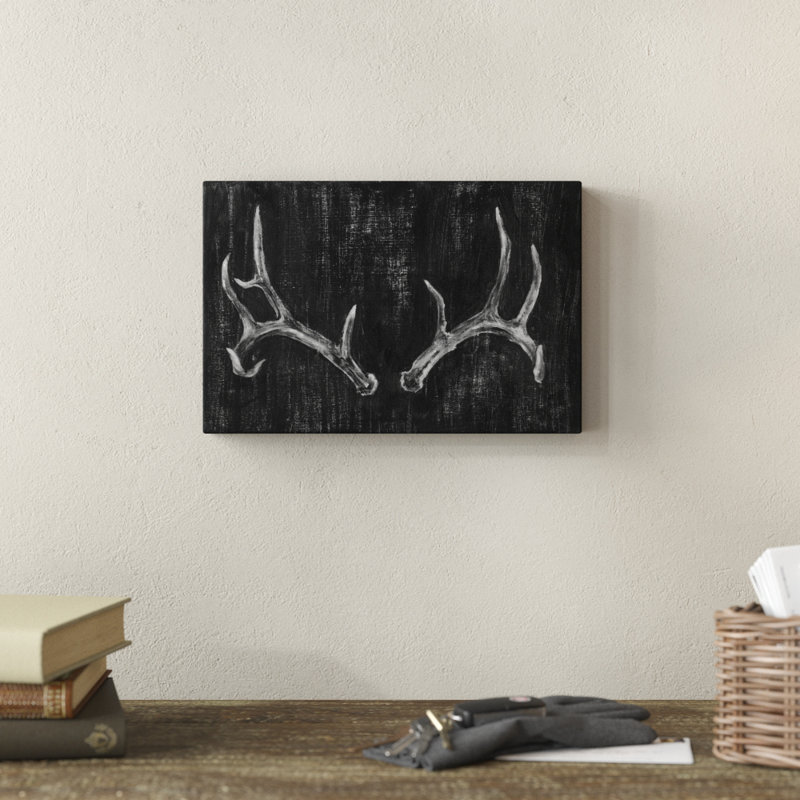 Rustic Antlers II  by Ethan Harper - Painting Print, Wrapped Canvas, 20cm H x 30cm W