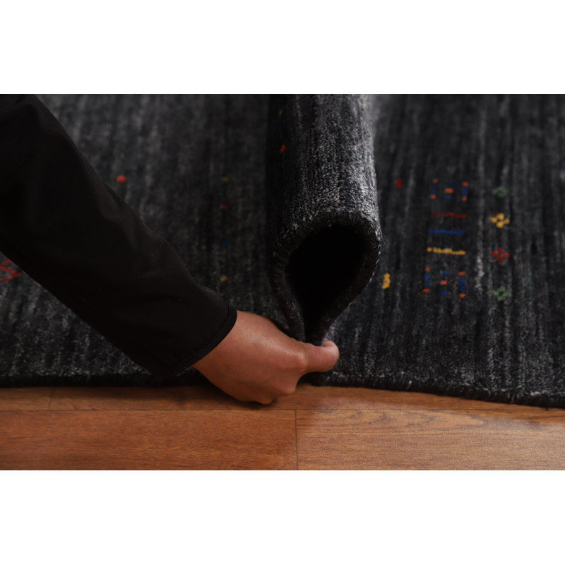 Tapis oriental gris anthracite Gabbeh 9 x 12
