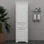 Tall Bathroom Storage Cabinet Freestanding With Two Different Sized Drawers Adjustable Shelf Painted Board-1614281950
