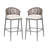 Outdoor 30.25" Seat Height Metal Frame Barstools With PE Rattan Scallop-Shaped Backrest, Set Of 2, Matte Grey-828825195-828825196-828825188