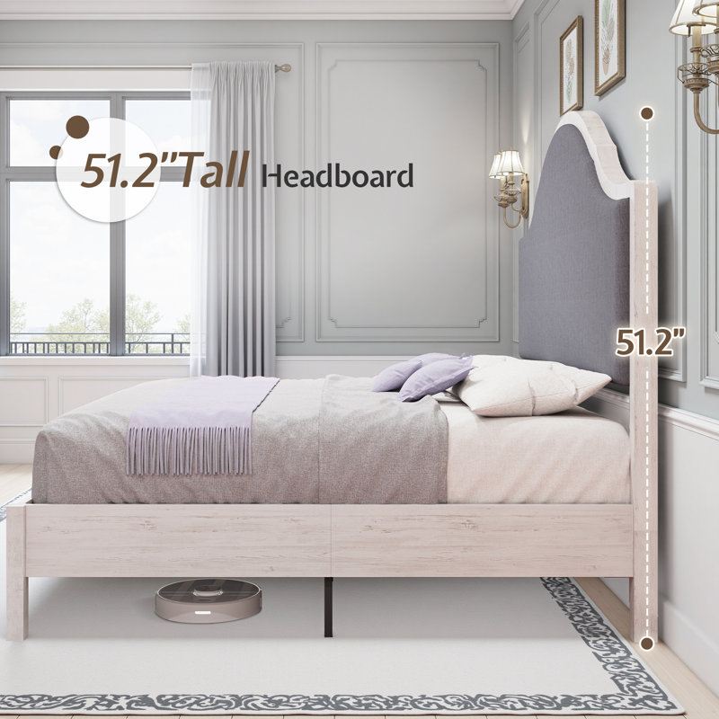 Farmhouse Solid Wood Bed Frame, White, Queen