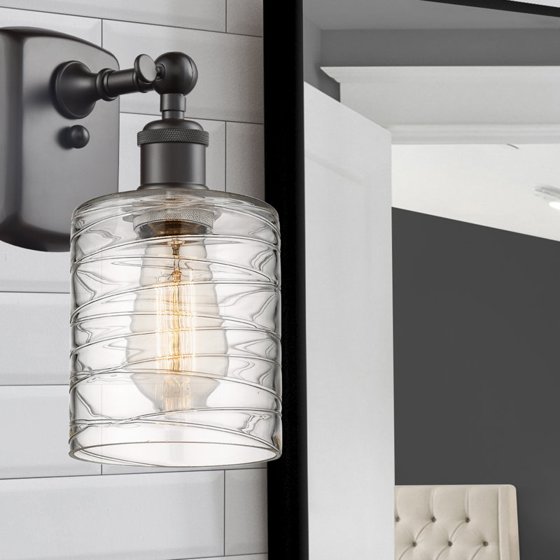 Whitmer Armed Sconce, LED, Oil Rubbed Bronze, Clear Deco Swirl