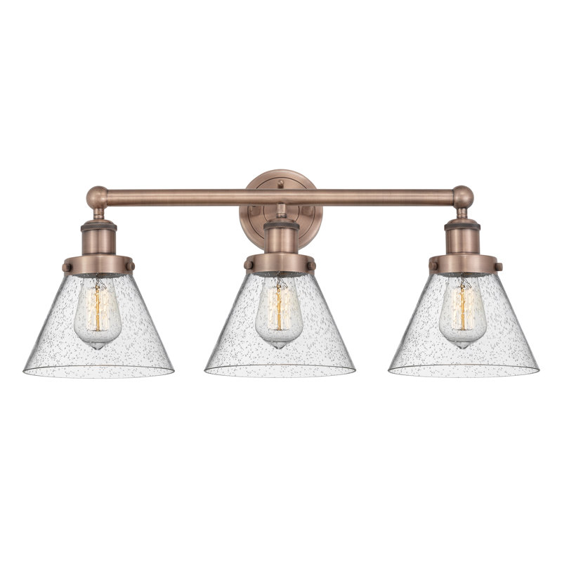 Éclairage pour meuble-lavabo à intensité variable 3 lumières Aritzy, Bullé, Cuivre antique