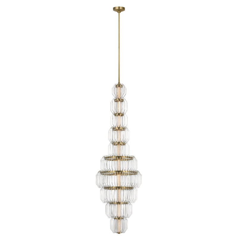 Waterford Killarney 19" Layered Entry Chandelier with Clear Crystal, Natural Brass