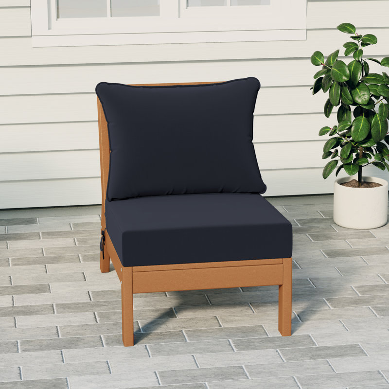 Chaise sans accoudoirs à assise profonde avec coussins, Navy Blue, Teak