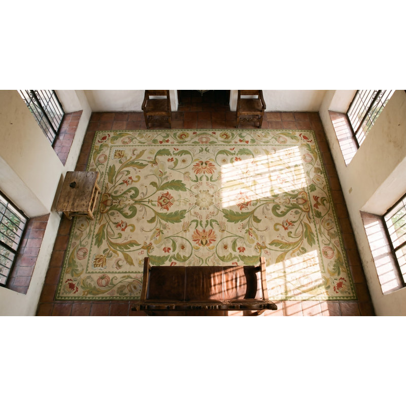 Antique Oversized Portugal Floral, Medallion Stitched Rug