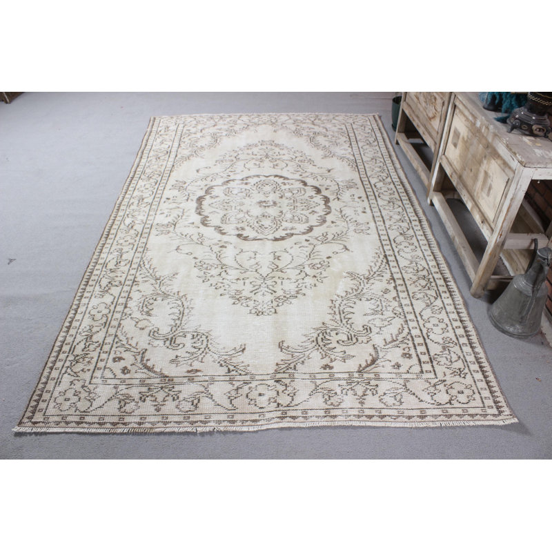 Grand tapis turc beige en laine Oushak parfait pour rehausser le style de votre salon