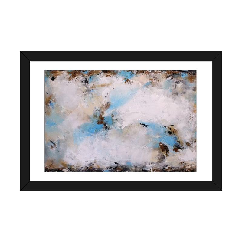 « blue harmonie », impression sur toile, H 16 po x l 24 po x P 1 po, Papier d'art encadré noir, Blanc