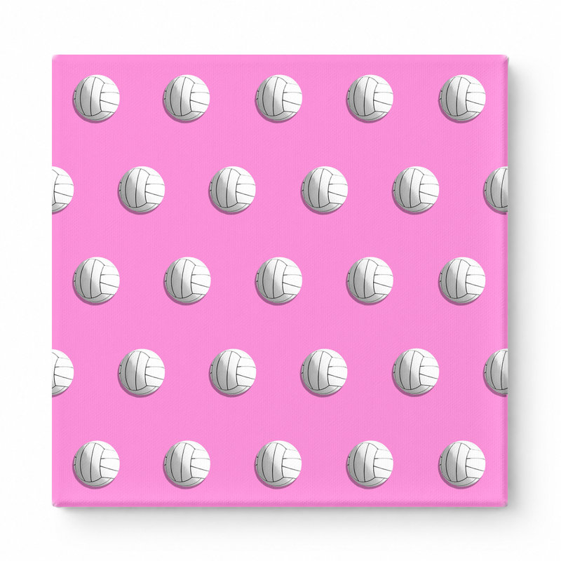 Volleyball sur fond rose, 12" W x 12" H