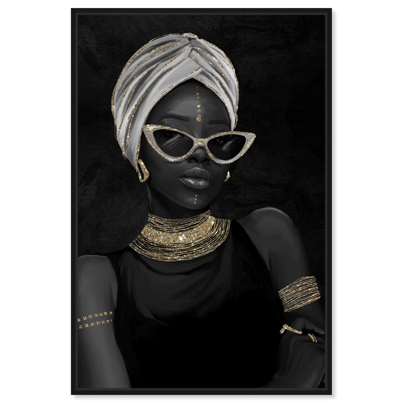 She is Glam - cadre flottant, impression sur toile, Toile avec cadre noir, H 30 po x l 20 po