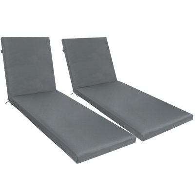 2PCS Set Outdoor Lounge Chair Cushion Replacement Patio Funiture Seat Cushion Chaise Lounge Cushion-Grey