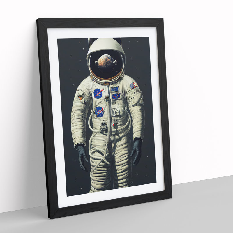 Wonderful Astronaut - Single Picture Frame Print, 64cm H x 46cm W x 2cm D, Black Framed