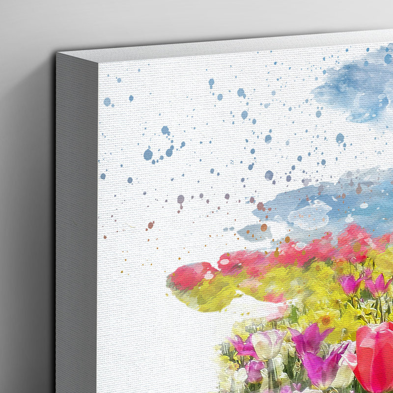 Flower Meadow Landscape - Wall Art, 70cm H x 100cm W, Wrapped Canvas