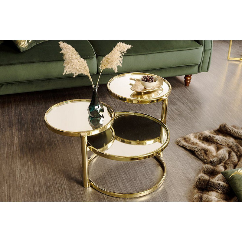 Acuna Open Coffee Table, Mirror, Brass