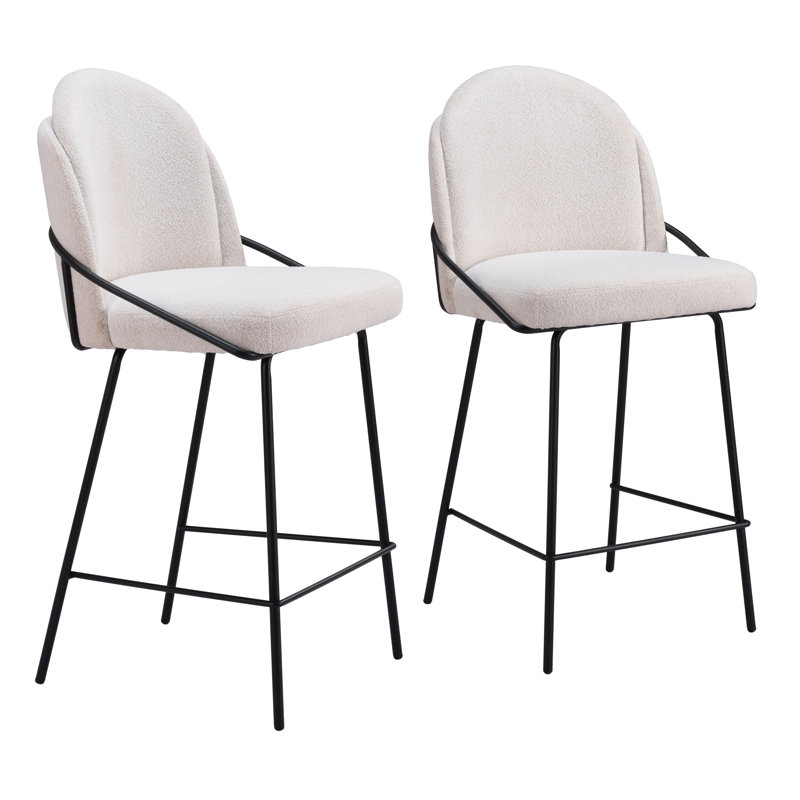 Aleashia Bar & Counter Stool, White, Counter Stool (26.4" Seat Height)