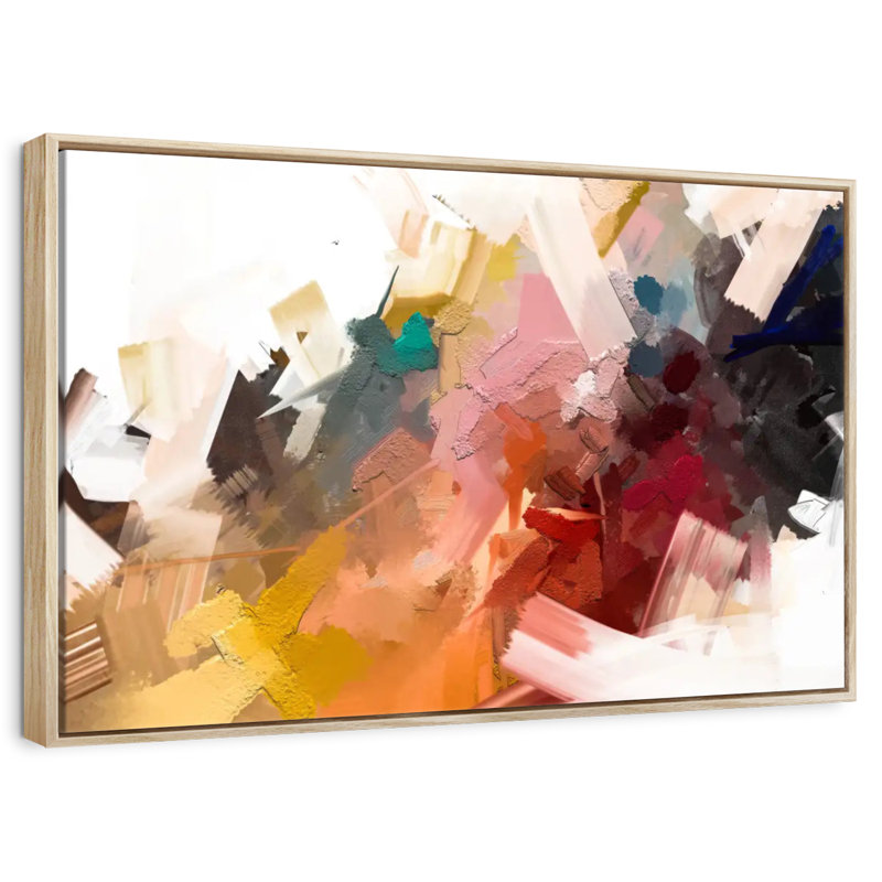 Large Giard Oil, Cadre flottant en bois naturel, 40 po x 27 po