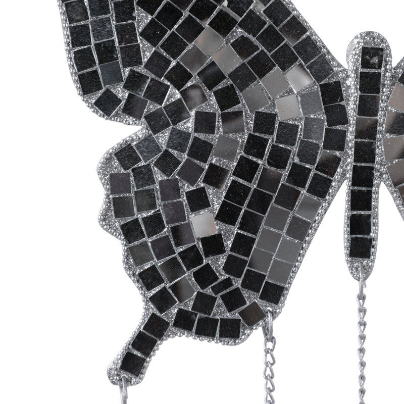 Decorative Shimmering Butterfly Hanging Bell Windchimes for Outdoor and Yard Decor - Garden Art Wind Chimes for Home and Patio Decor - 26", Silver