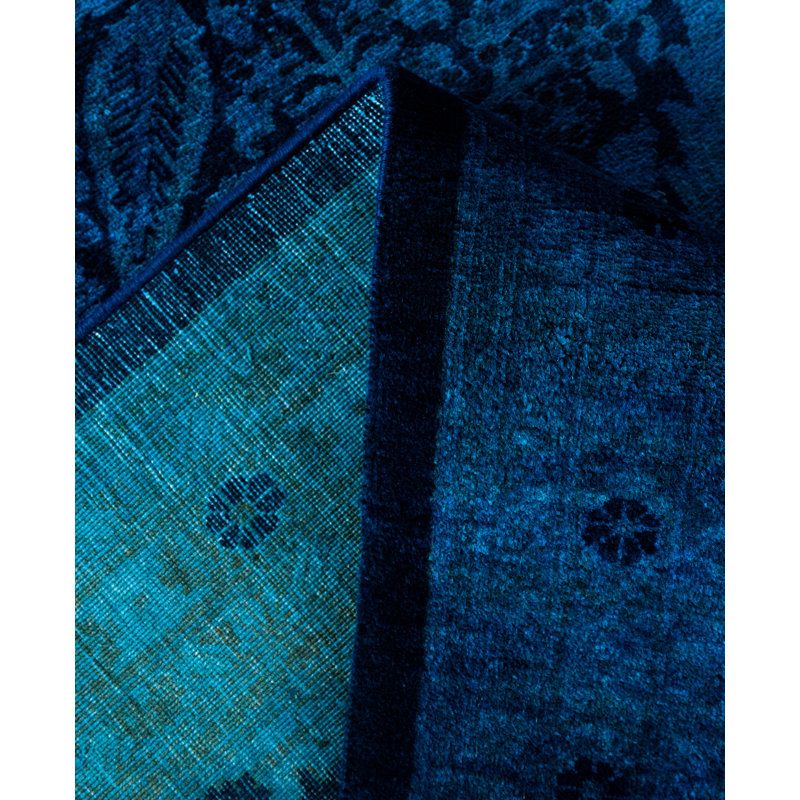 Overdyed Hand-Knotted Wool Modern-Contemporary Navy Area Rug 10' 4" x 13' 10"