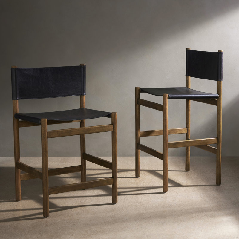 Kena Stool-Sonoma Black-Counter, Vintage Natural, Black, Counter Stool (26.5" Seat Height)