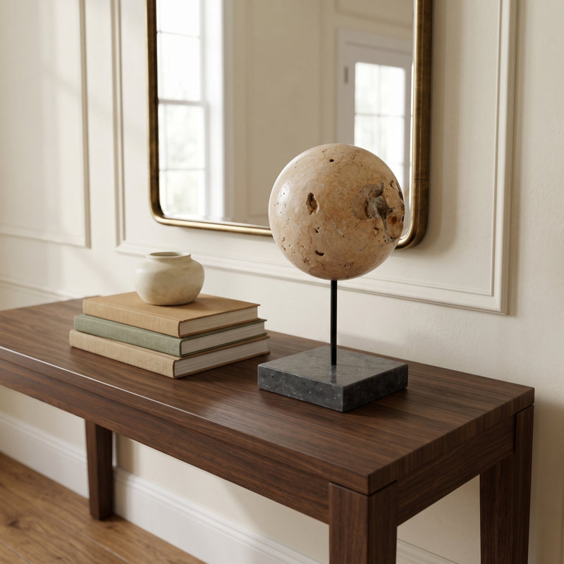 Abstract Cheese Stone Ball Sculpture