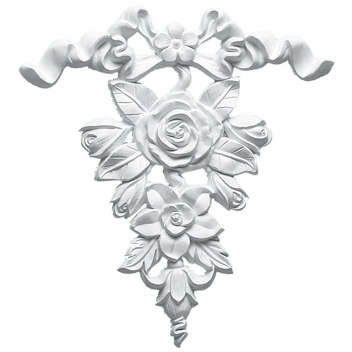 Ekena Millwork Versailles 9"H x 8 1/2"W x 3/4"D Ribbon and Rose Drop Onlay & Reviews | Wayfair